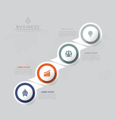 Vector infographic business presentation template with circular interconnection with 4 options.