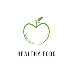Healthy food logo design idea concept with apple icon