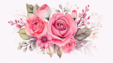 thank you floral template with elegant watercolor pink rose