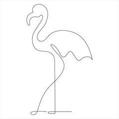 Continuous one line drawing of flamingo bird vector illustration