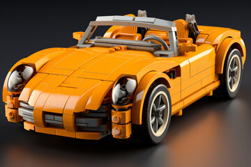 Fototapeta premium 3D Render Sports Car Toy, on an isolated Racing Yellow background, Generative AI