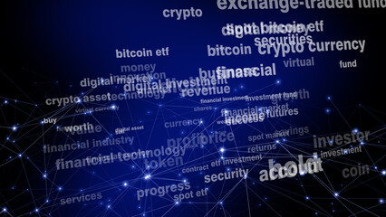 Connected lines bitcoin etf investment soaring in crypto market digital asset opportunity with high growth potential in financial industry