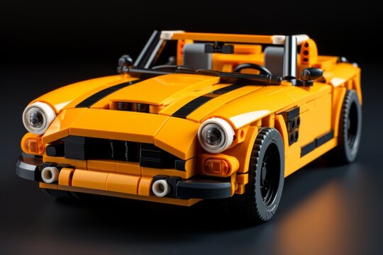 3D Render Sports Car Toy, on an isolated Racing Yellow background, Generative AI