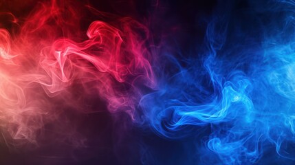 Obraz premium Colorful blue and red smoke on a black background. 