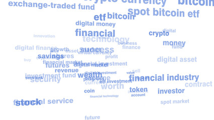 Fototapeta premium Shares of spot bitcoin etf digital investment on white background in financial market with low fees and high returns trend in cryptocurrency markets