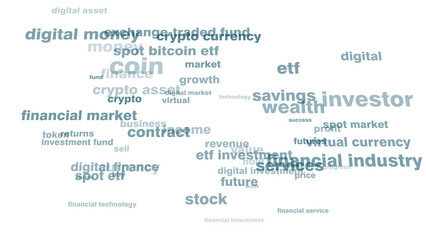 Worth considering investing in spot bitcoin etf on white background for potential returns, revenue, and growth in crypto asset market. Digital money evolution trend