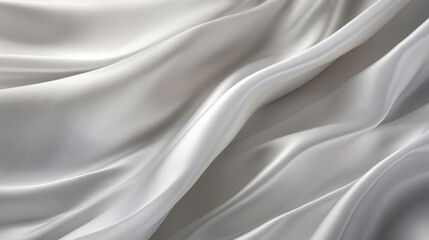 Obraz premium Flowing white satin fabric with smooth, elegant folds, creating a pristine and luxurious feel.