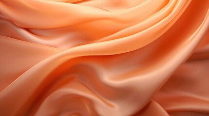 Obraz premium Close-up view of luxurious peach satin fabric with elegant folds and a silky texture.