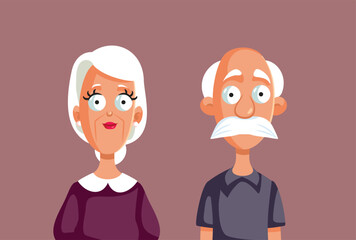 Obraz na płótnie Canvas Senior Couple Feeling In Love in Their Marriage Vector Illustration. Cheerful husband and wife enjoying golden years of their relationship 