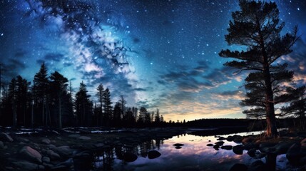 Wide-Angle Shot of a Starry Night Sky