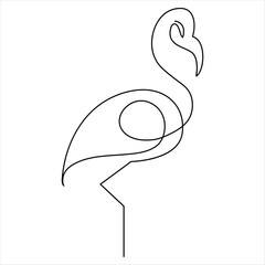 Continuous one line drawing of flamingo bird vector illustration