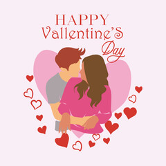 Valentine's Day greeting card with illustration of two couples