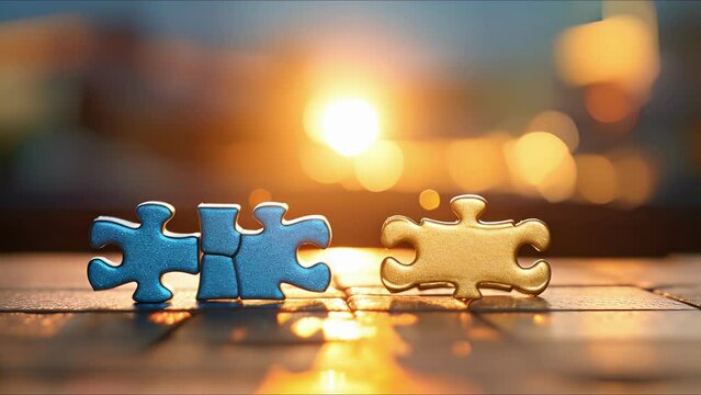 Closeup of two puzzle pieces fitting together, symbolizing the importance of unity in fighting against cyberbullying.