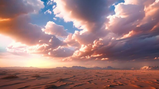 Moving Clouds Time-lapse at Desert Sunset footage