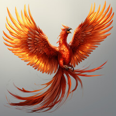 Fototapeta premium illustration of an abstract bird heart with wings red and yellow bird red and yellow macaw bird of paradise