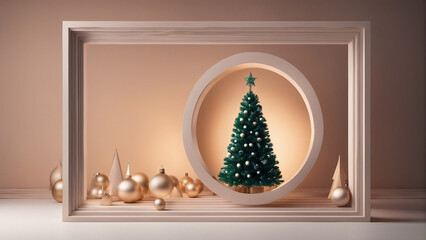 AI-Created 3D Christmas Frame: Abstract Festive Concept