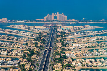 Palm Jumeirah Palm Island, Dubai United Arab Emirates top view
