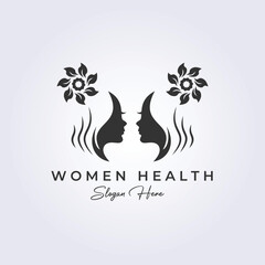 The women's logo design is suitable for use as a symbol for natural beauty care vector illustration