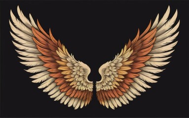 Fototapeta premium feathered wings, best quality, black background by ai generated