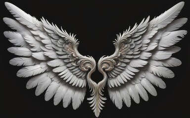 Obraz premium feathered wings, best quality, black background by ai generated