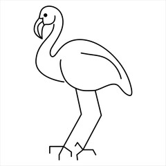 Continuous one line drawing of flamingo bird vector illustration