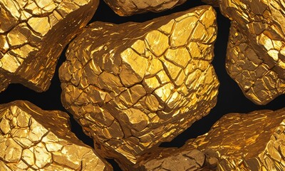 Gold Nugget, large and with a rough rocky look by ai generated