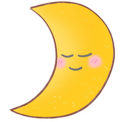 The moon sleeping hand drawn 