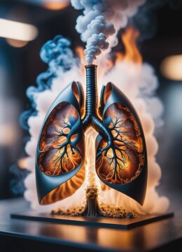 lung with cronic ostructive desase with smoke by ai generated