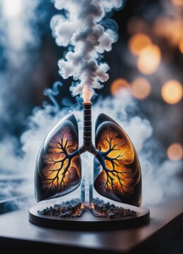 lung with cronic ostructive desase with smoke by ai generated