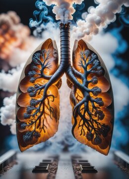 lung with cronic ostructive desase with smoke by ai generated