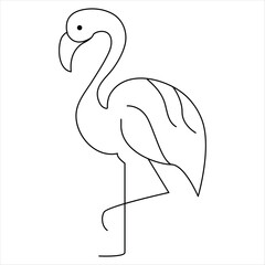 Continuous one line drawing of flamingo bird vector illustration