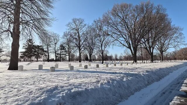 Minneapolis&ndash;Saint Paul. USA. Views of the Fort Snelling National Cemetery a United States National Cemetery. Winter time