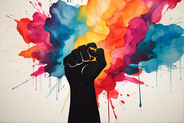 Painting of Hand Holding Fist, Symbol of Strength and Determination