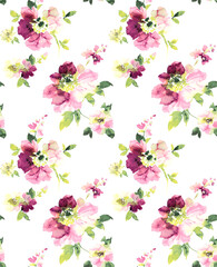 Fototapeta na wymiar Beautiful Flower Pattern, Floral Seamless Digital Design,Watercolor Textile Allover Abstract Design.Wallpaper On Background 