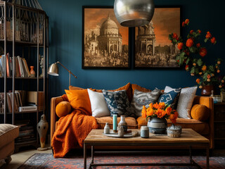 Eclectic boho living room with a mix of vintage finds and modern accents