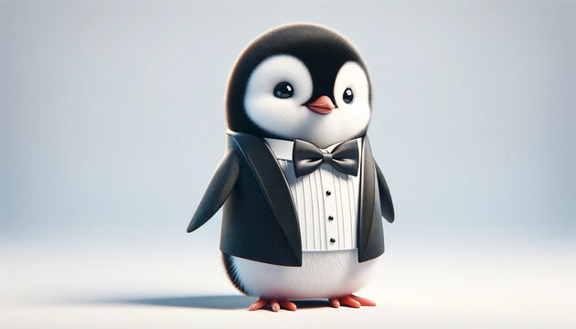 An image of a penguin dressed in a tuxedo and bow tie - Generative AI