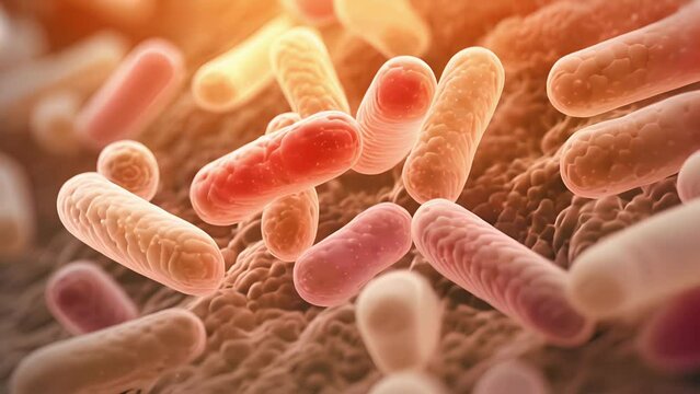 A detailed of lactic acid bacteria, commonly found in fermented foods, showcasing their role in food preservation through the production of acids.