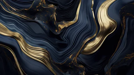 Fotobehang  black and gold marble gradient wallpaper,black marble with golden veins ,Black marbel natural pattern, gold Abstract marble texture pattern. © Planetz