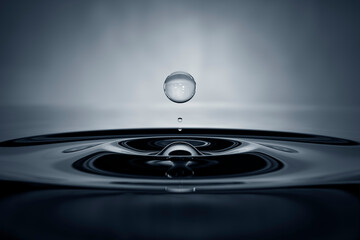 A drop of clean water and circles on the surface.