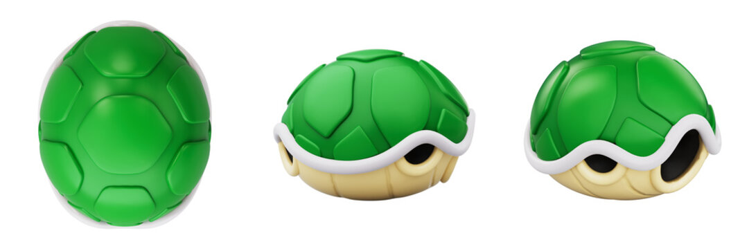 Turtle shell 3D illustration, video game enemy