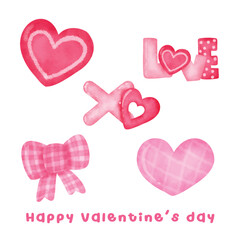 Hand painted watercolor Valentine's day elements for Valentine's day card or romantic post cards.