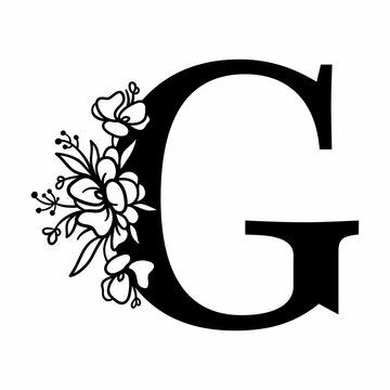 Floral letter G. Flower Alphabet. Floral monogram.