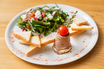 liver pate with toast and salad