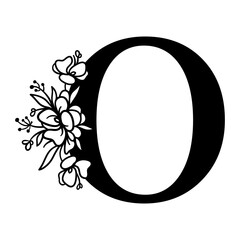 Floral letter O. Flower Alphabet. Floral monogram.