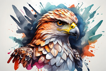 A watercolor art of a powerful hawk