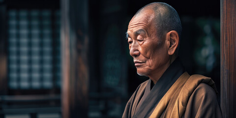 zen buddhism monk, generative AI - obrazy, fototapety, plakaty