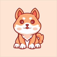Cute shiba inu cartoon illustration animal
