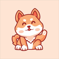 Cute shiba inu cartoon illustration animal