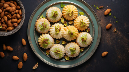 arab sweets. traditional eid semolina maamoul or mamoul
