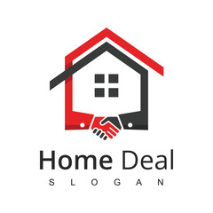 Real Estate logo. Home sale agency logo. home deal illustration